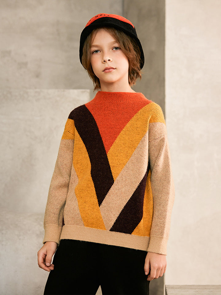 Color block children sweater