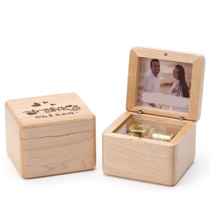 Wooden DIY Photo Music Box Children Birthday Gift Music Box