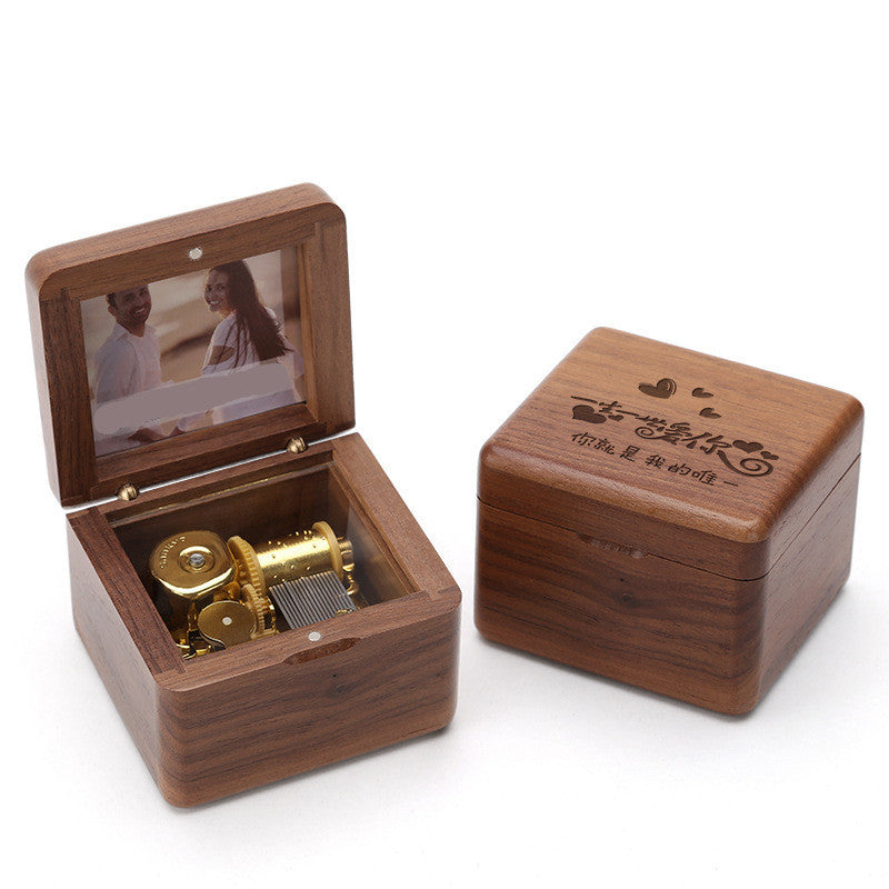 Wooden DIY Photo Music Box Children Birthday Gift Music Box