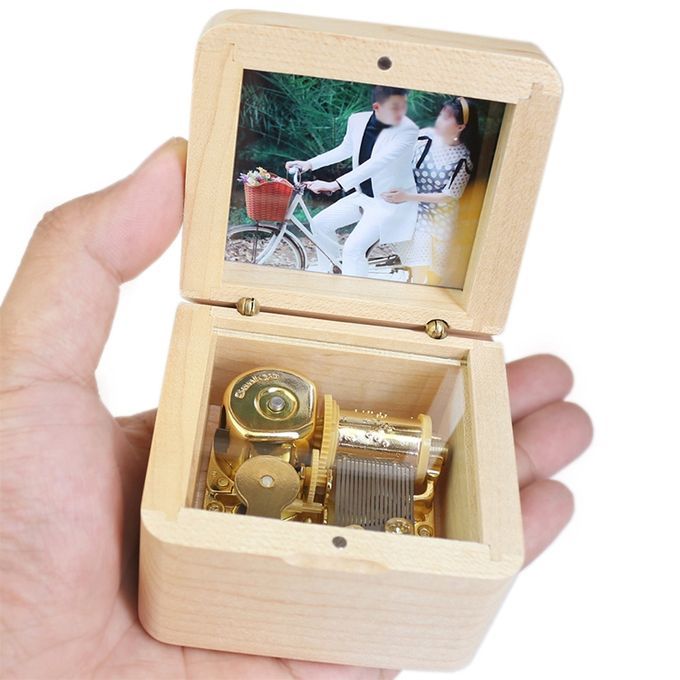 Wooden DIY Photo Music Box Children Birthday Gift Music Box