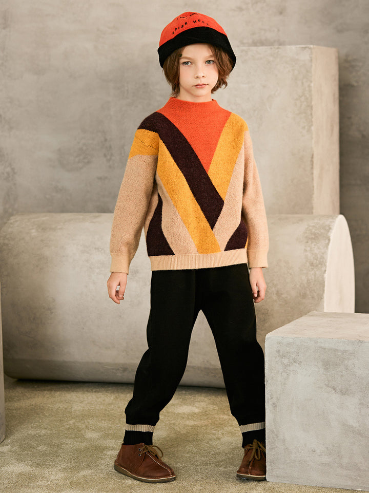 Color block children sweater