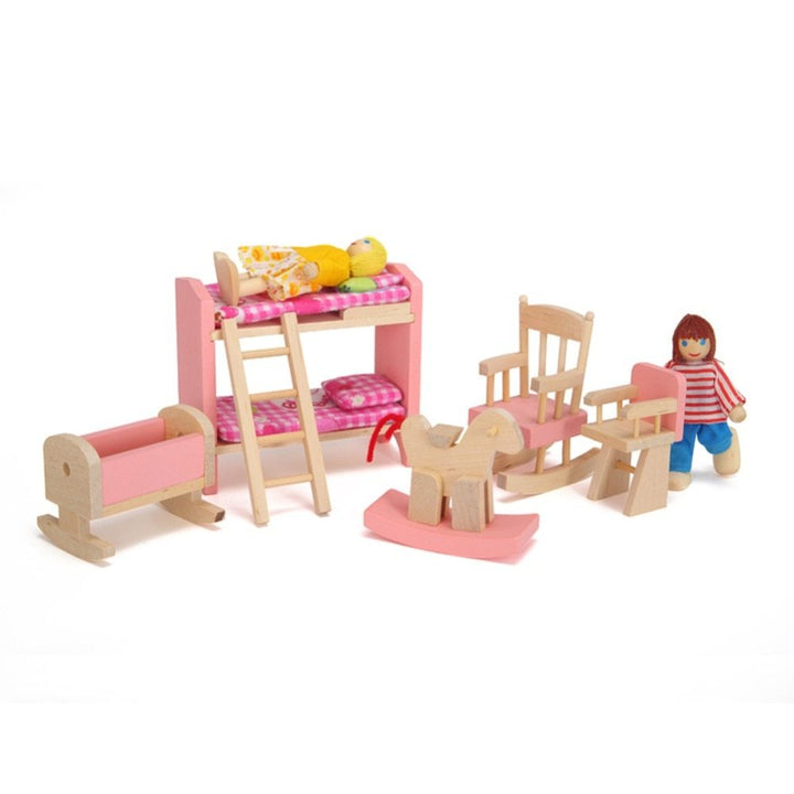 Small Furniture Wooden High Bed Children's Play House Educational Toys Early Childhood Children's Toy Wood