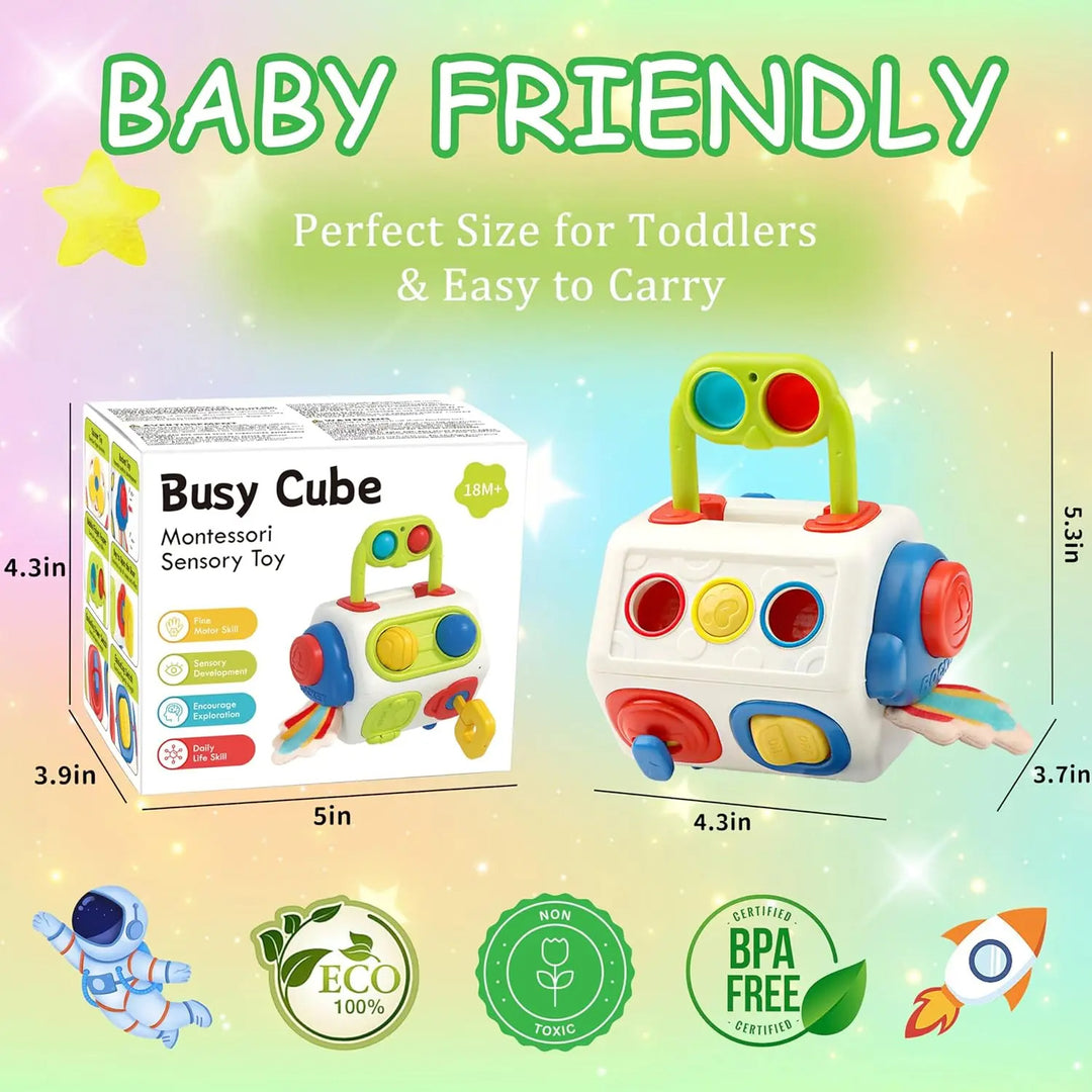 9 In 1 Busy Cube Baby & Toddler Toys Montessori Sensory Toys For Toddlers 1 2 3 Year Old Fidget Busy Board Learning Toys