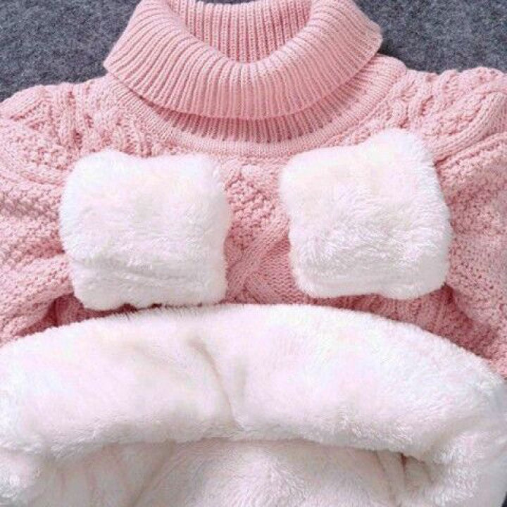 Knitwear Fleece-lined Thickened Cotton Sweater Round Neck Turtleneck Kids' Sweater