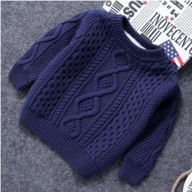 Knitwear Fleece-lined Thickened Cotton Sweater Round Neck Turtleneck Kids' Sweater