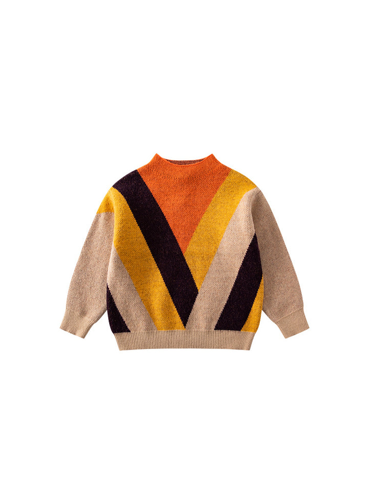 Color block children sweater