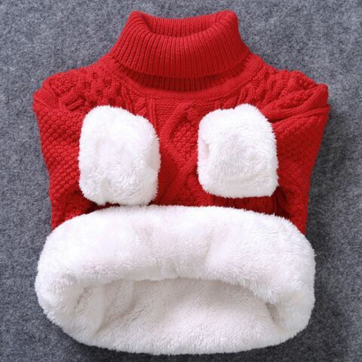 Knitwear Fleece-lined Thickened Cotton Sweater Round Neck Turtleneck Kids' Sweater