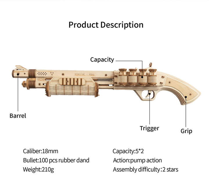 Robotime ROKR Revolver Gun Model Toys 3D Wooden Puzzle Games Crafts Gift For Children Kids Boys Birthday Christmas Gift Dropship