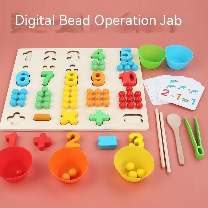 Children's Wooden Fine Action Digital Clip Beads