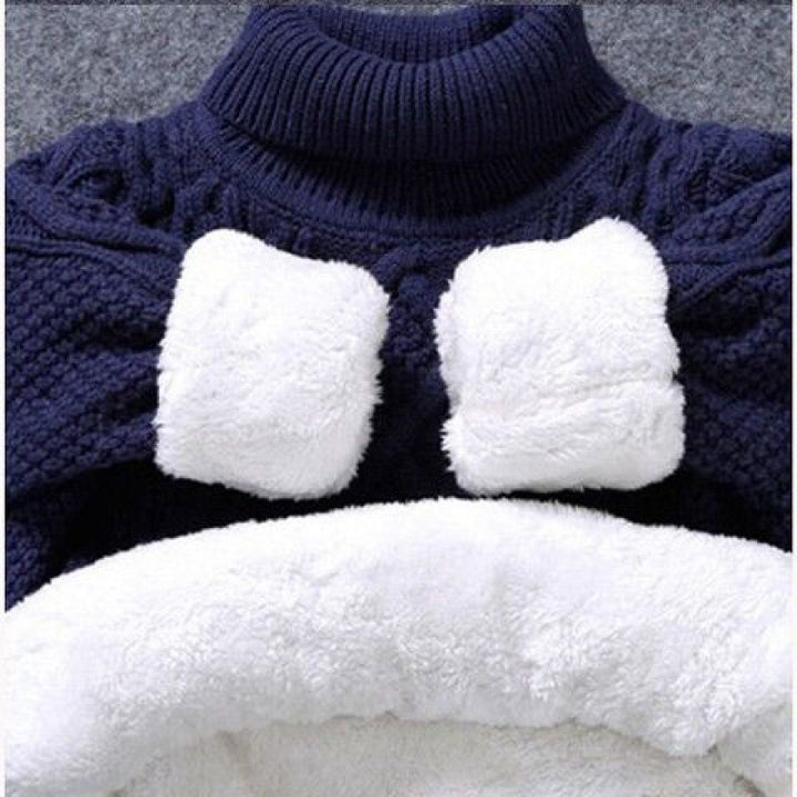 Knitwear Fleece-lined Thickened Cotton Sweater Round Neck Turtleneck Kids' Sweater