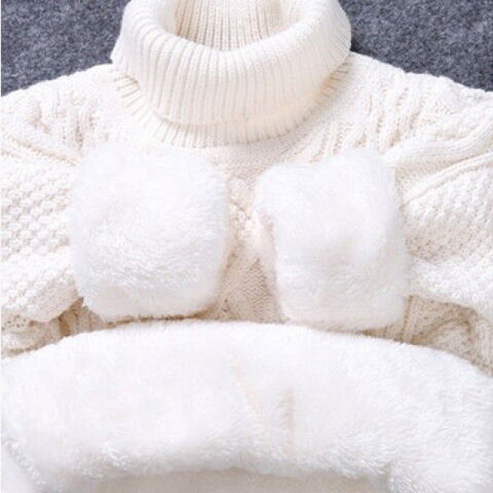 Knitwear Fleece-lined Thickened Cotton Sweater Round Neck Turtleneck Kids' Sweater