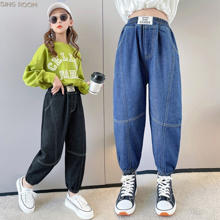 Girls' Harem Pants Fashion Children's Casual Big Kids' Jeans Foreign Wear