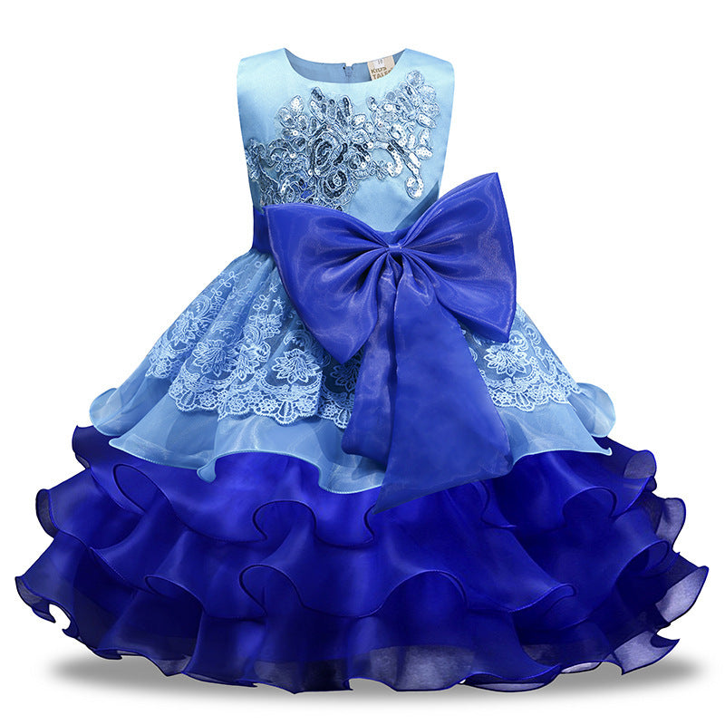 Girls' Sequined Dress Bow Kids Skirt