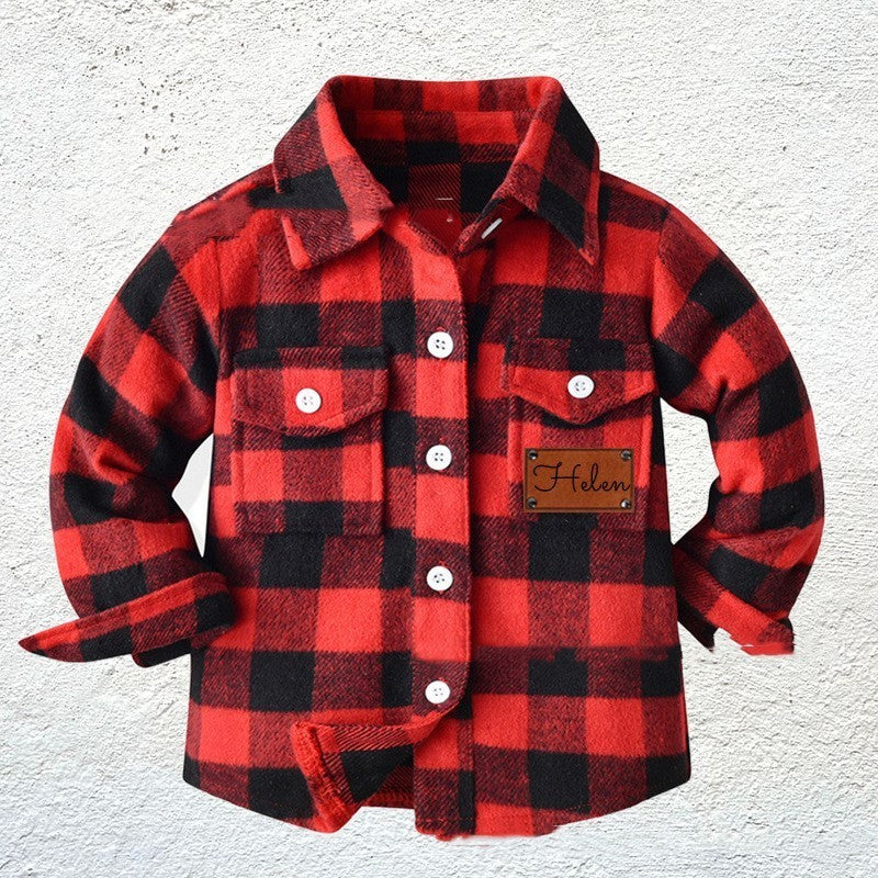 Children's Patchwork Flannel Checkered Shirt