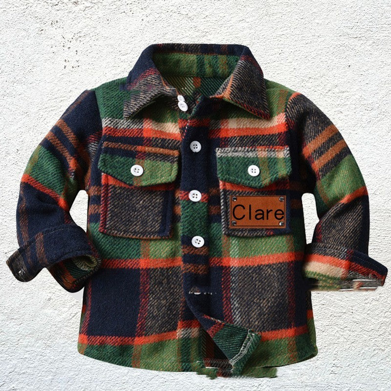 Children's Patchwork Flannel Checkered Shirt